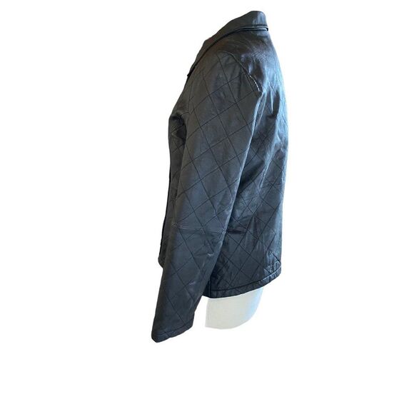 Vintage Dialogue QVC Style Diamond Stitch Black Leather Jacket Women’s M - Picture 6 of 15